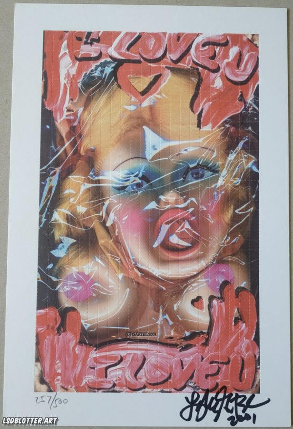 Blotter Art Doll " I love U" by Laurence Gartel signed numbered Limited Edition N°xxx/500 - 2001