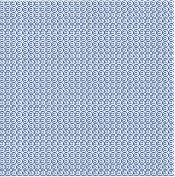 Blotter Art Blue Inked Smiley Faces by Jeanine Quick