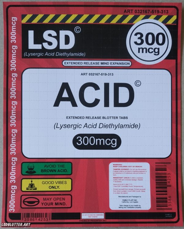 Blotter Art Red Acid "family Fluff" reprint single sided