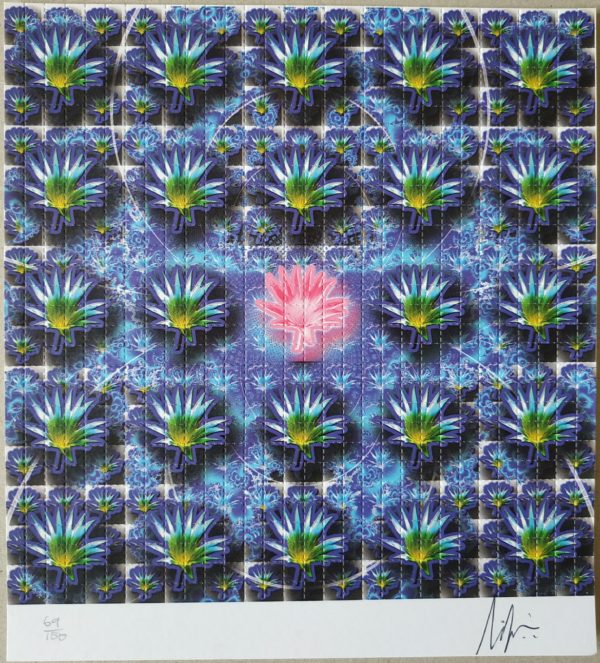 Blotter Art Pink Lotus Flower by Lucifer Signed & Numbered /100