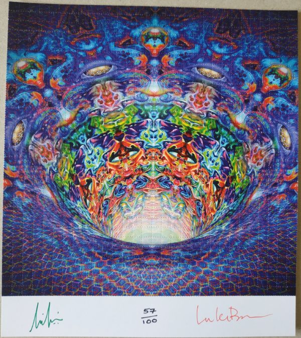 tryptamine hyper hole Blotter Art by Lucifer & Luke Brown