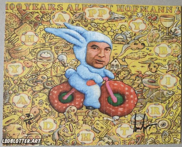 Blotter Art Hoffman Bunny Bicycle Day 2006 by Lucifer