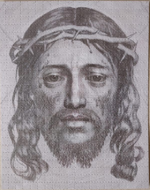 Blotter Art Le Linge de Sainte Véronique / One Single Trait Jesus by Claude Mellan