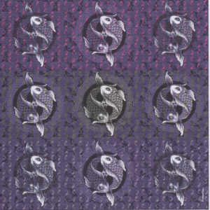 Blotter Art Purple Carps by Kosapan Double Sided LE/50