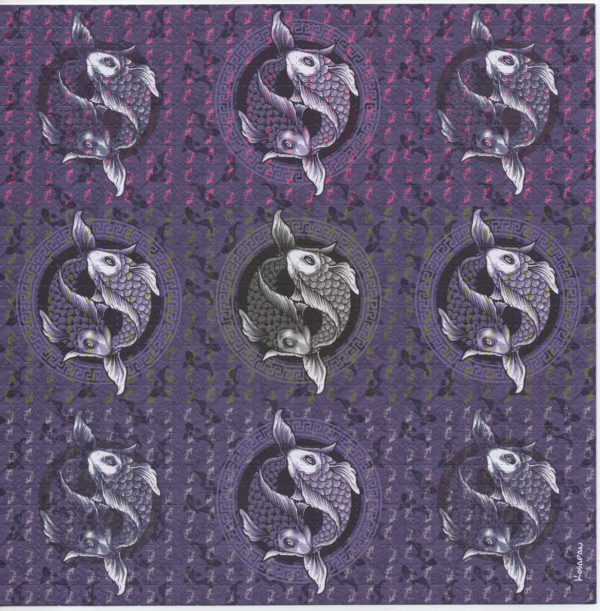 Blotter Art Purple Carps by Kosapan Double Sided LE/50